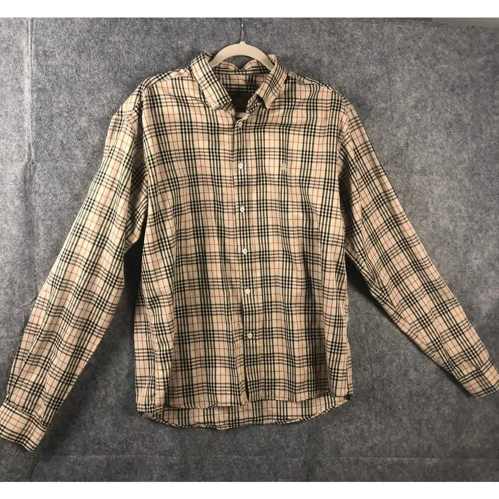 Burberry London Long Sleeved Classic Plaid Lightweight Men Shirt XXL